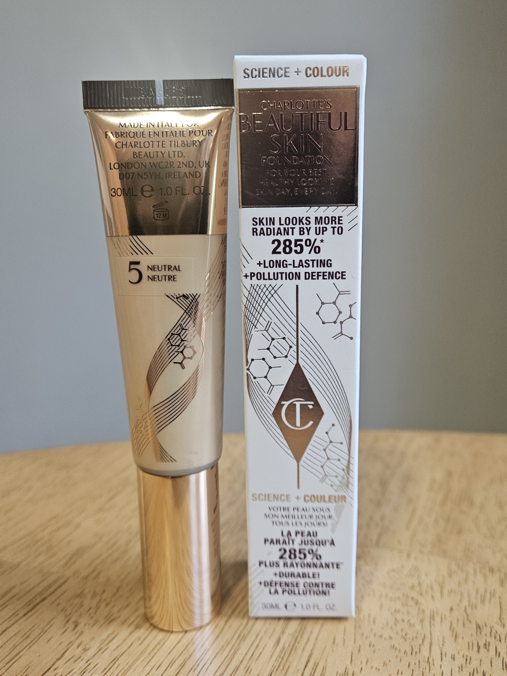 Charlotte Tilbury Beautiful Skin Foundation Tube in Rose Gold and Cream
